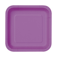 Pretty Purple Square Paper Plates 23cm 8 Pack