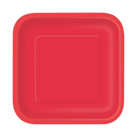 Ruby Red Square Paper Plates 18cm 8 Pack