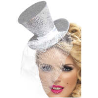 Silver Fever Mini Top Hat on Headband