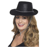 Black Cowboy Glitter Hat
