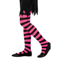 Kids Tights Black and Fuchsia Striped
