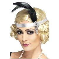 Silver Satin Charleston Headband