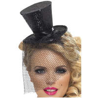 Black Fever Mini Tophat On Headband