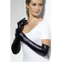 Black Wet Look Gloves