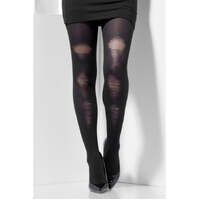 Opaque Tights with Distressed Detail