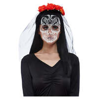 Womens Day of the Dead Headband and Veil