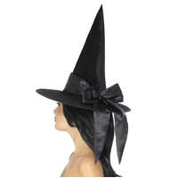Blac kDeluxe Witch Hat with Black Bow