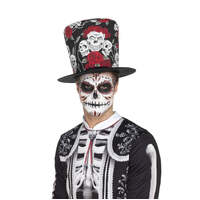 Day of the Dead Skull & Rose Top Hat