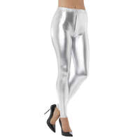 80s Silver Metallic Disco Leggings