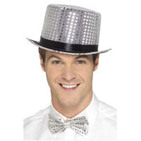 Silver Sequin Top Hat