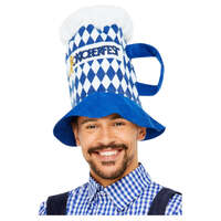 Blue & White Chequered Oktoberfest Beer Hat