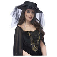 Gothic Black Widow Funeral Hat