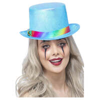 Pearlised Blue Clown Top Hat