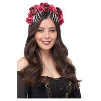 Red Rose & Skeleton Hand Headband