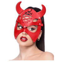 Fever Red Mock Leather Devil Mask