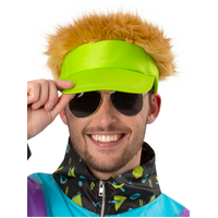 Neon Green Visor Hat with Dark Blonde Hair