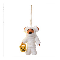 Pumpkin Spice Felt Mummy Bear Hanging Tree Decoration