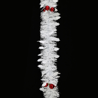 Tinsel 2m Matte Holly Baubles White 2m