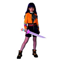 Solar KPop Star Warrior Costume Orange & Purple Girls Outfit