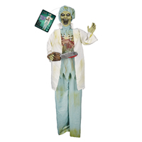 Animated Zombie Doctor With Chainsaw 1.7m