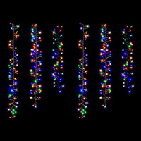 Christmas 6pc 480 Led Timer Tree Clusters Drop Multicolour Solar