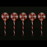Solar LED Lollipop Path Lights Red & White Outdoor Christmas Decoration 5 Pack