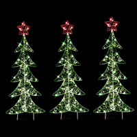 LED Wire Frame Christmas Tree with Star Topper - Set of 3