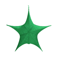 Pop-up Tinsel Star Green 80cm
