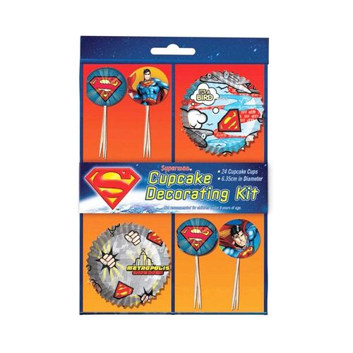 Superman Cupcake Decorations Kit 48 Pack