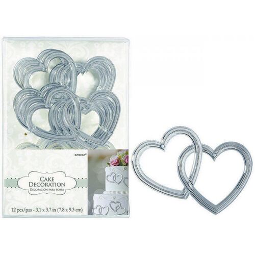 Cake Decorations Plastic - Heart with Gems 12 Pack