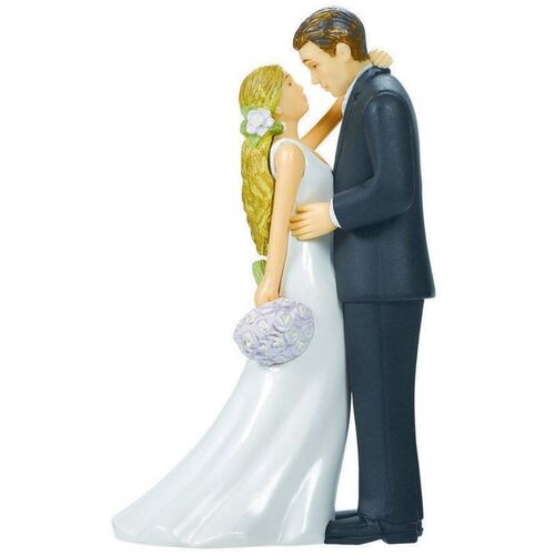 Cake Topper Bride & Groom with Bouquet Plastic