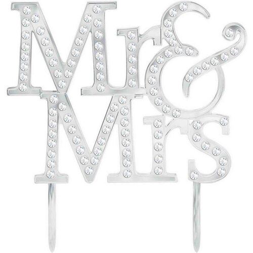 Cake Topper Mr. & Mrs Plastic with Gems