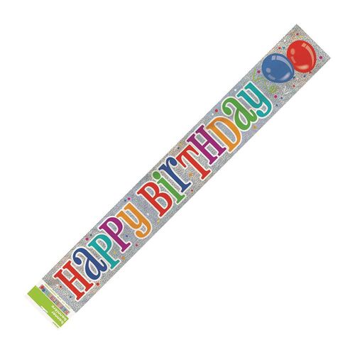 Happy Birthday Balloons Prismatic Banner 9ft