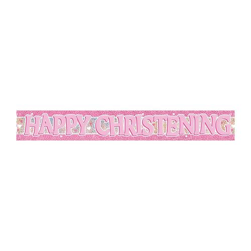 Christening Pink Prismaticatic Banner 12ft