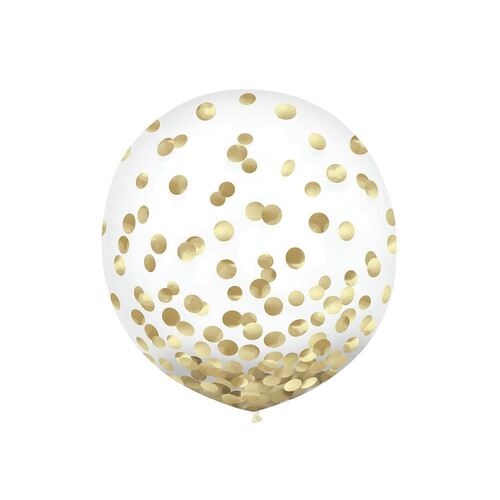 60cm Latex Balloons & Confetti Gold 2 Pack