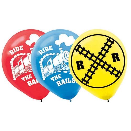 30cm Trains Latex Balloon 6 Pack