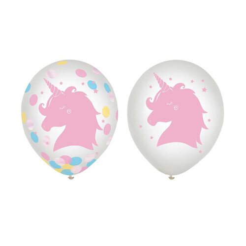 Magical Rainbow Birthday Latex Balloons & Confetti 30cm 6 Pack