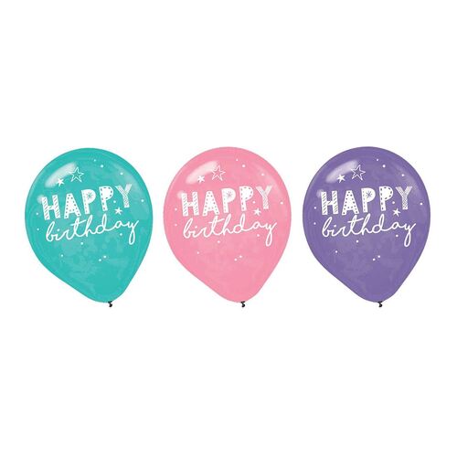 30cm Girl-Chella Happy Birthday Latex Balloons 6 Pack