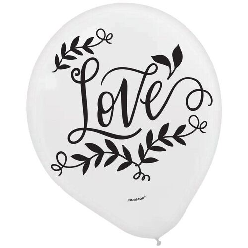 Love and Leaves 30cm Latex Balloons Assorted Colours 15 Pack
