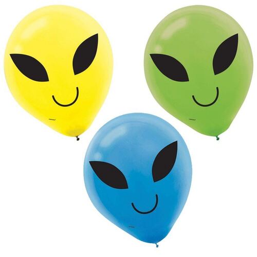 30cm Blast Off Birthday Printed Latex Balloons 15 Pack