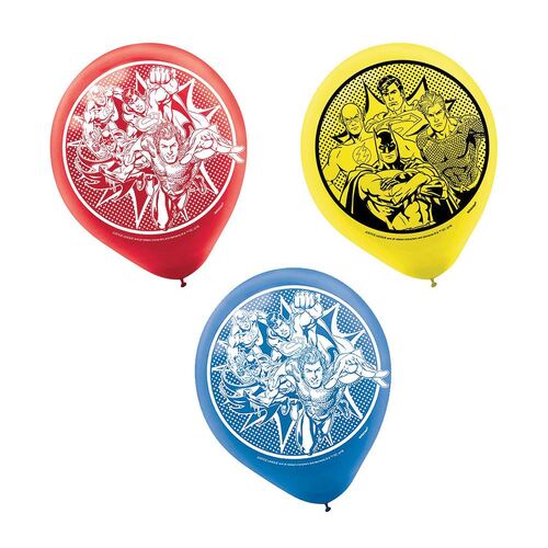30cm Justice League Heroes Unite Latex Balloons 6 Pack