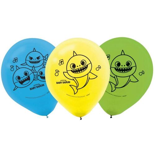 30cm Baby Shark Latex Balloons  6 Pack