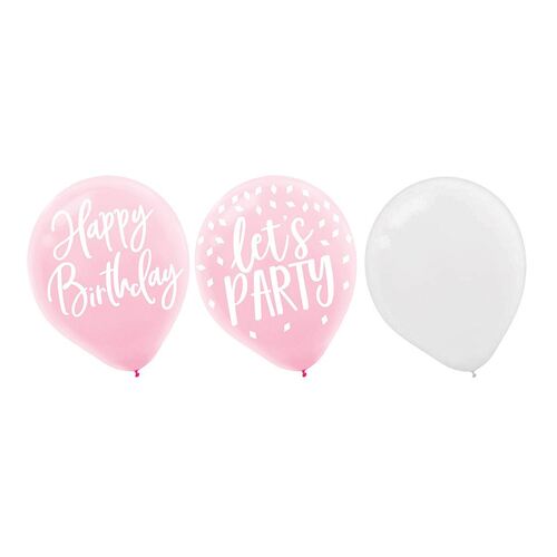 30cm Blush Birthday Latex Balloons 15 Pack