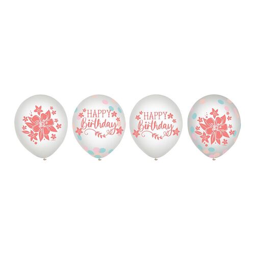 30cm Free Spirit Happy Birthday Latex Balloons & Confetti 6 Pack