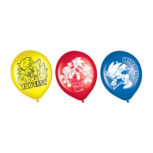 30cm Sonic the Hedgehog Latex Balloons 6 Pack