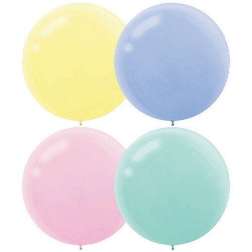 60cm Latex Balloons Pack Pastel Assorted 4 Pack 