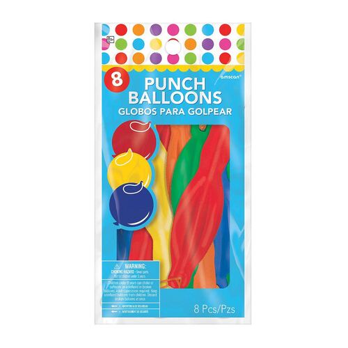 Punch Latex Balloons & Elastic Bands 8 Pack