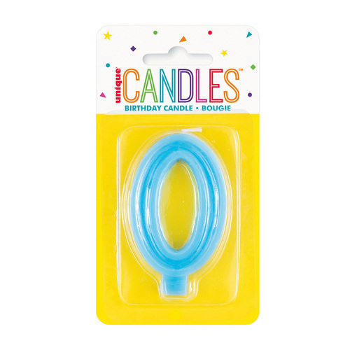 Number 0 Candle Pastel Blue