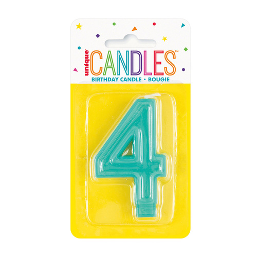 Number 4 Candle Pastel Teal