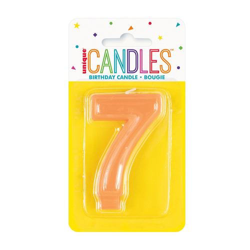 Number 7 Candle Pastel Orange